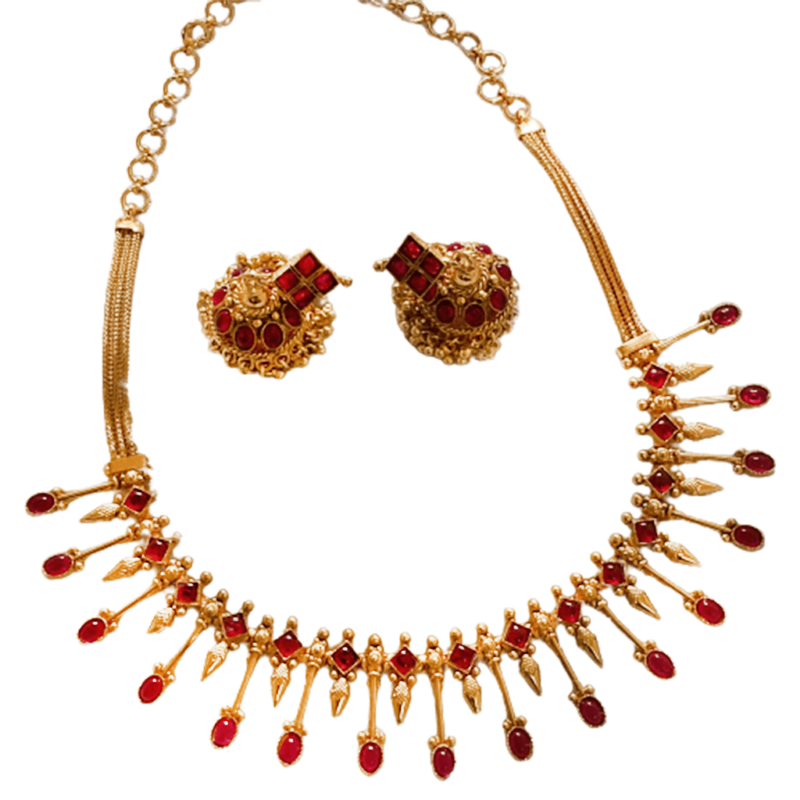 Charming Oval kemp spike necklace with jumka